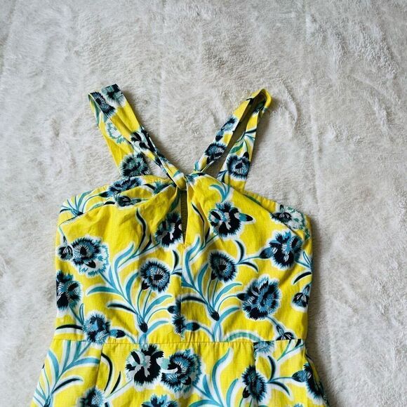 Topshop Floral Yellow & Blue Halter Mini Dress Sz 4 - Picture 2 of 5